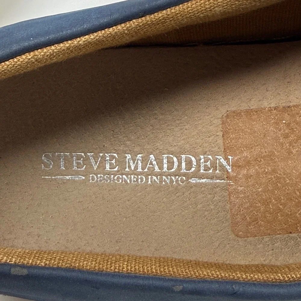 Steve Madden Ferrow Mens Navy Blue Perforated Suede Slip On Sneakers Size 10.5 M